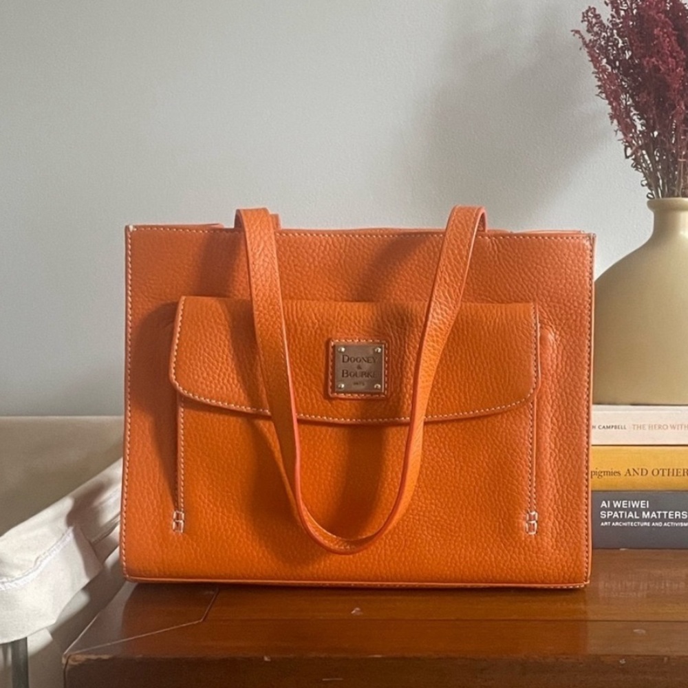 RARE Dooney and Bourke Orange Leather Shoulder Bag